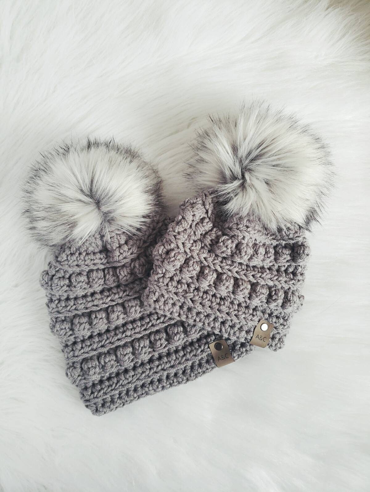 Mommy and Me Bobble Beanie Set | Matching Crochet Hats
