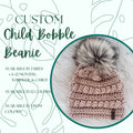 Child Bobble Beanie | Handmade Crochet Kids Hat with Faux Fur Pom Pom