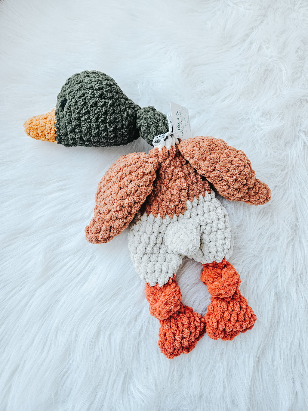 Mallard Duck Snuggler Lovey | Handmade Crochet Duck