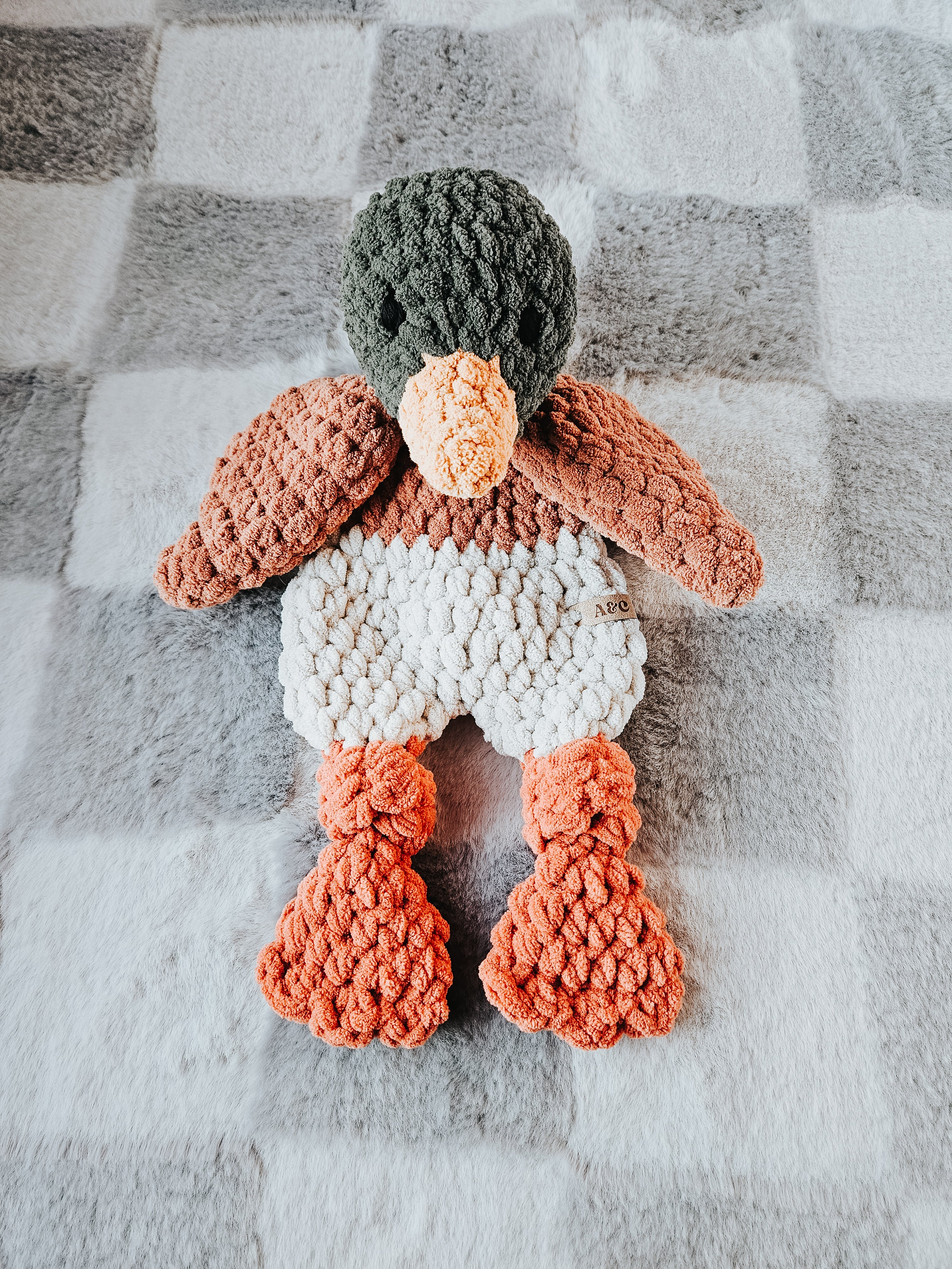 Mallard Duck Snuggler Lovey | Handmade Crochet Duck