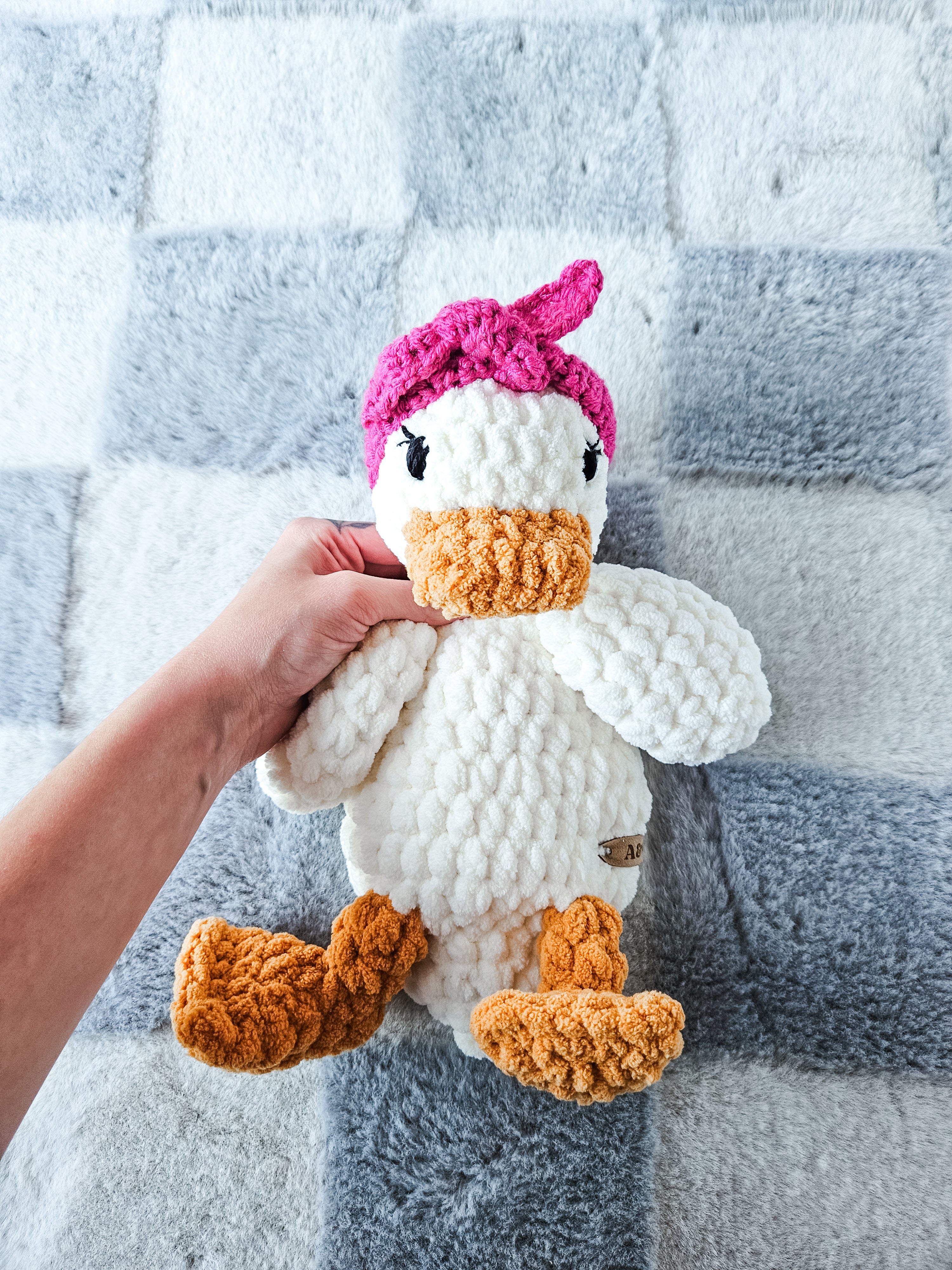 Custom Crochet Duck Lovey | Personalized Handmade Baby Stuffy