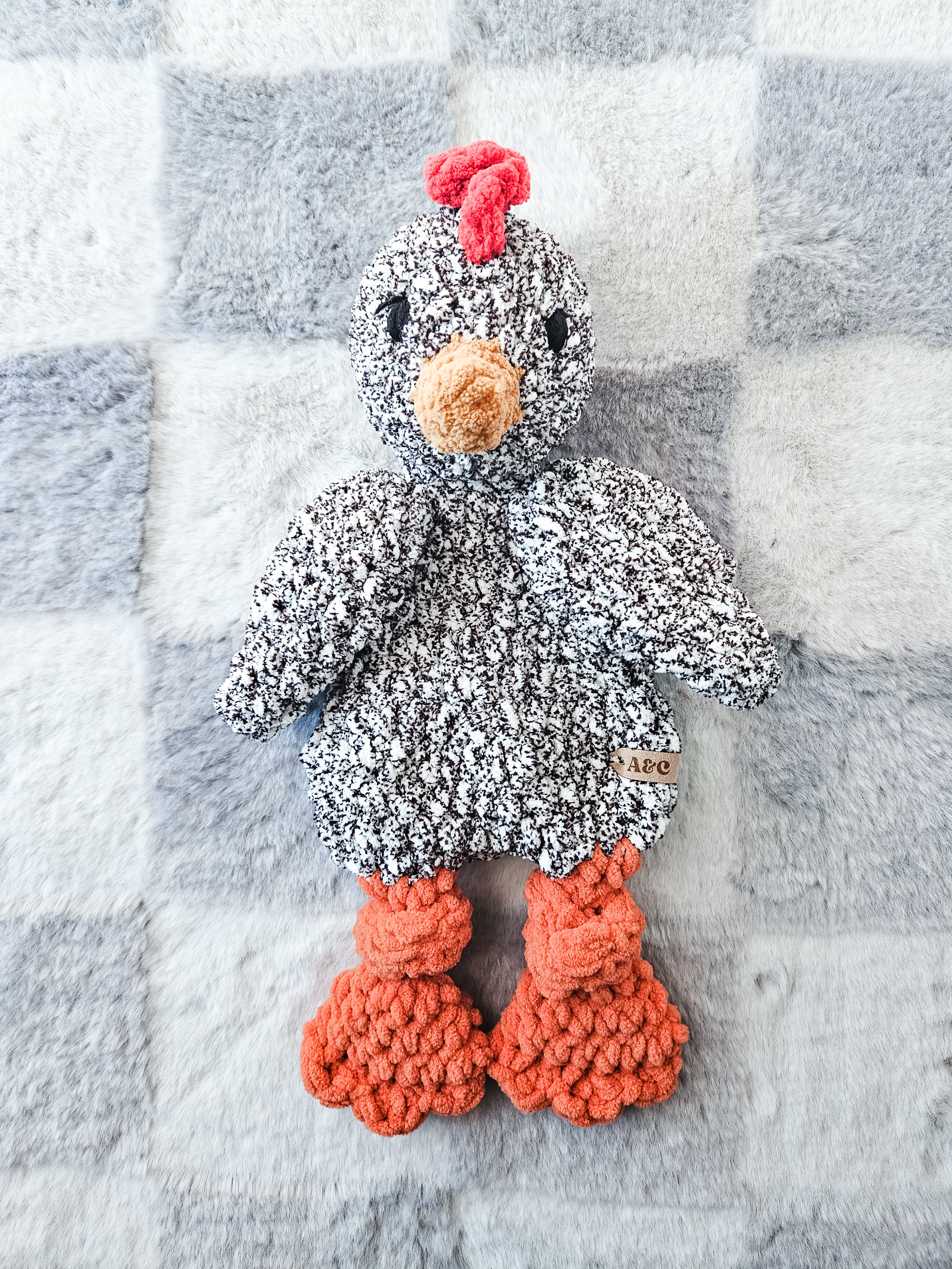 Personalized Chicken Lovey | Handmade Crochet Farm Animal Snuggler for Babies & Toddlers