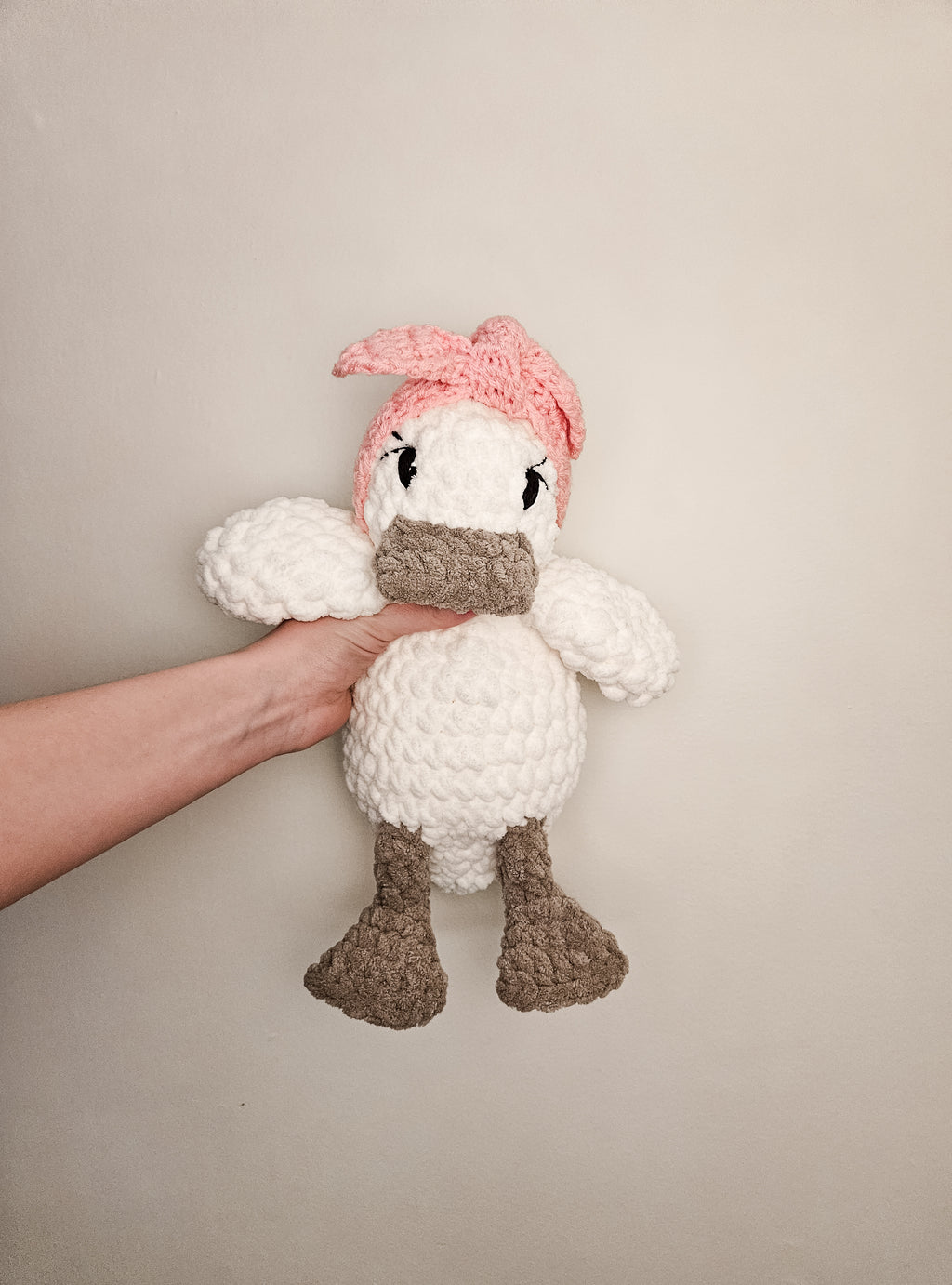 Custom Crochet Duck Lovey | Personalized Handmade Baby Stuffy