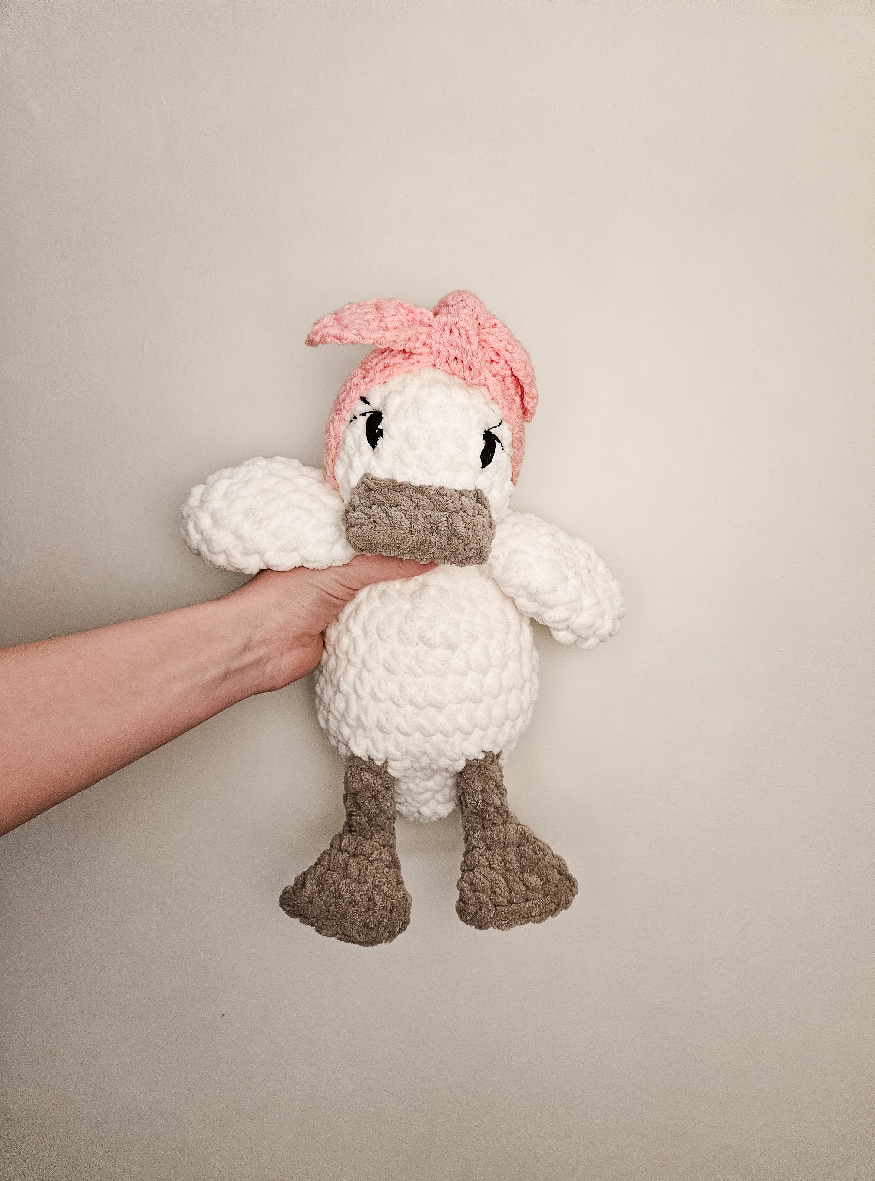 Custom Crochet Duck Lovey | Personalized Handmade Baby Stuffy
