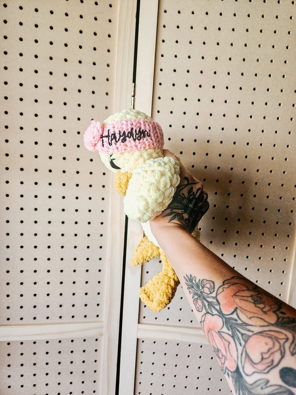 Custom Crochet Duck Lovey | Personalized Handmade Baby Stuffy