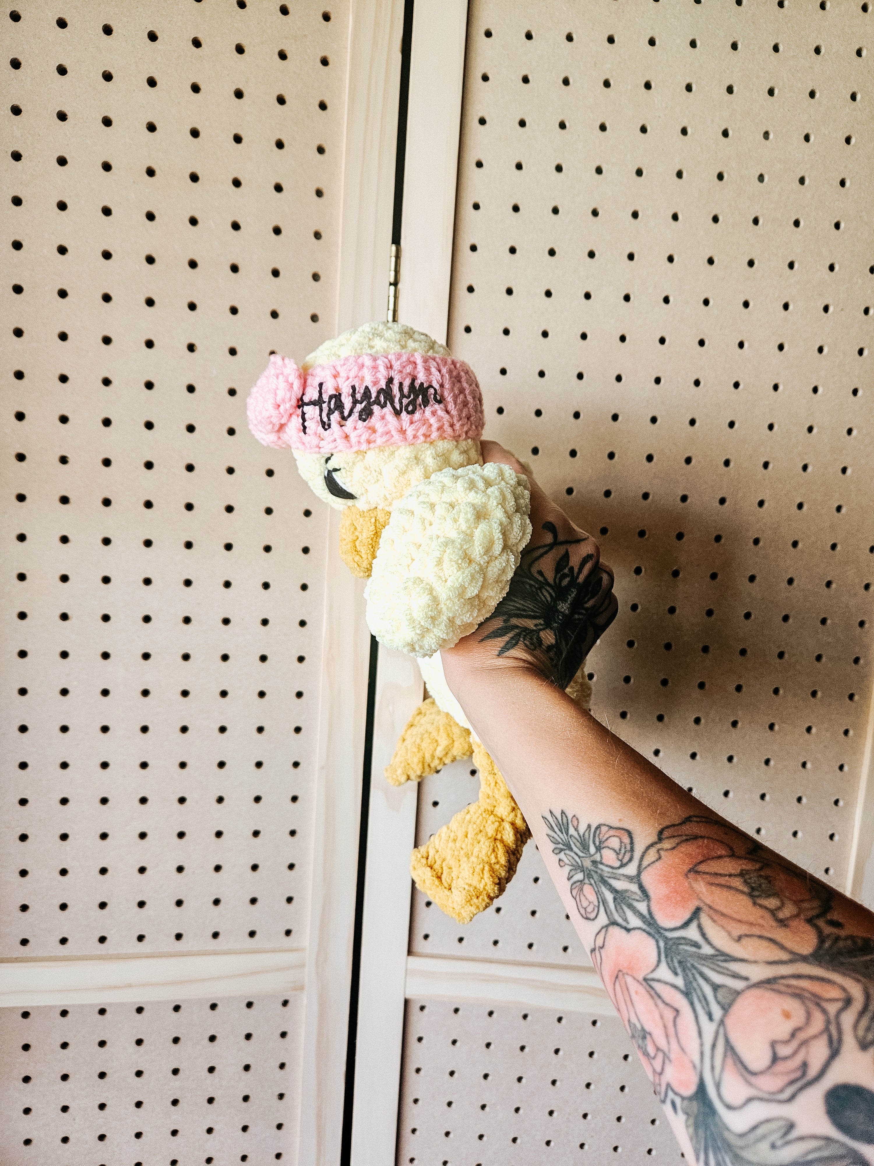 Custom Crochet Duck Lovey | Personalized Handmade Baby Stuffy