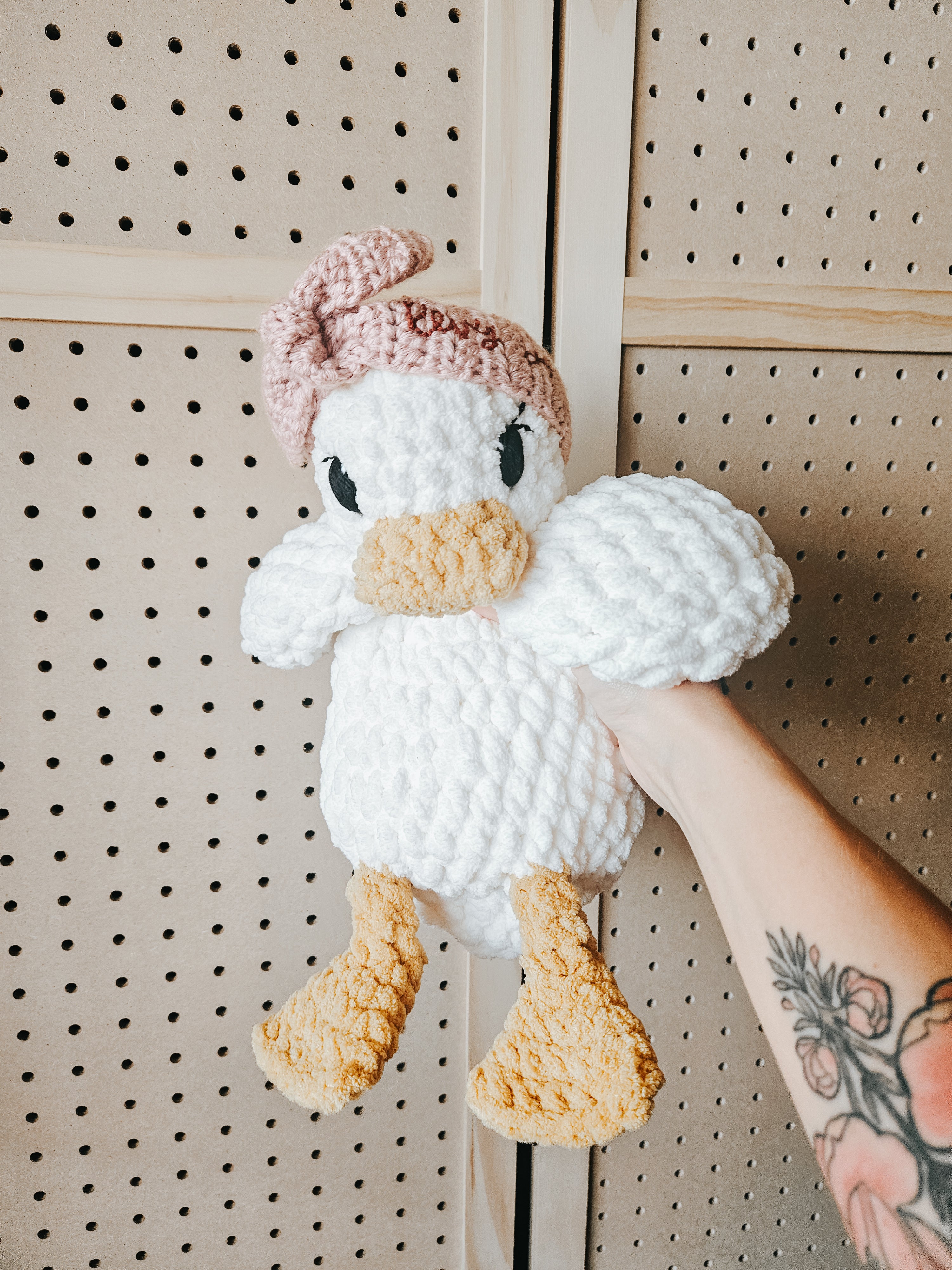 Custom Crochet Duck Lovey | Personalized Handmade Baby Stuffy