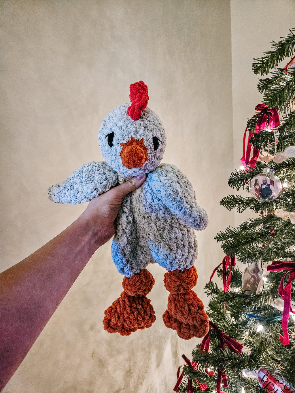 Personalized Chicken Lovey | Handmade Crochet Farm Animal Snuggler for Babies & Toddlers