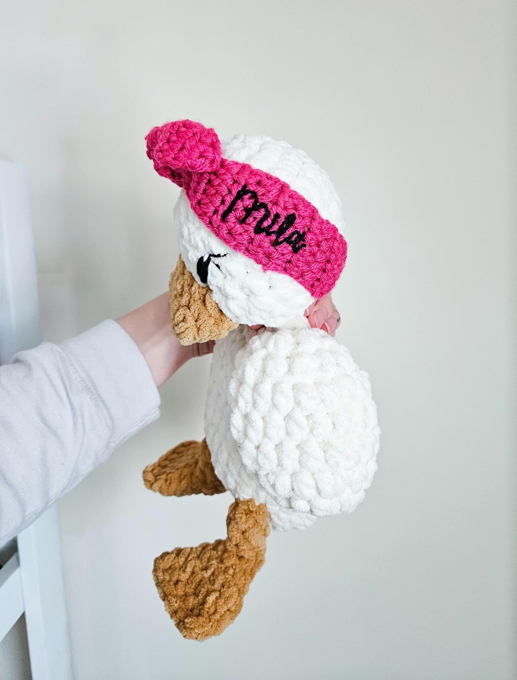 Custom Crochet Duck Lovey | Personalized Handmade Baby Stuffy