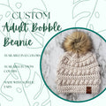 Adult Bobble Beanie | Handmade Crochet Winter Hat with Faux Fur Pom Pom