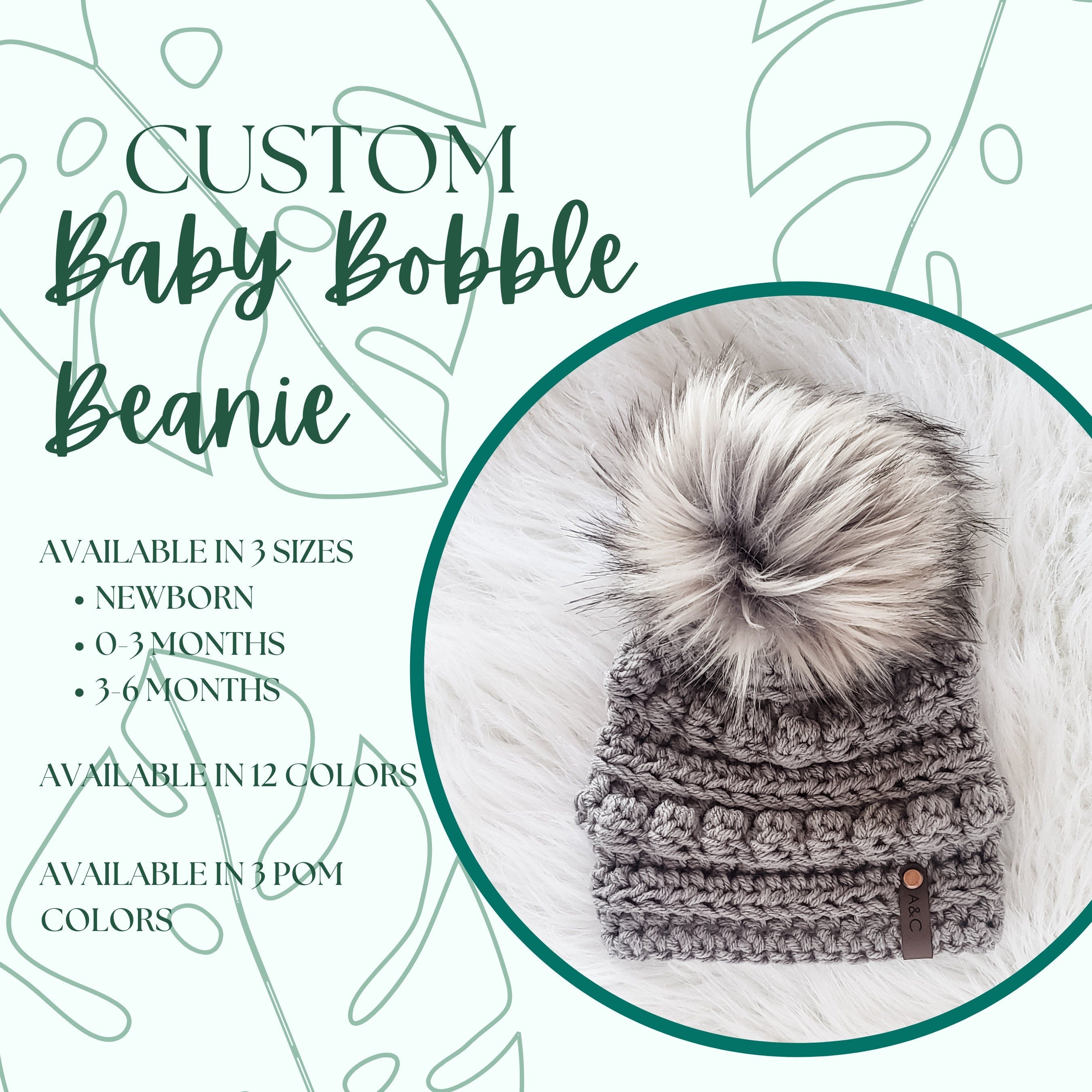 Baby Bobble Beanie | Handmade Crochet Baby Hat with Faux Fur Pom Pom