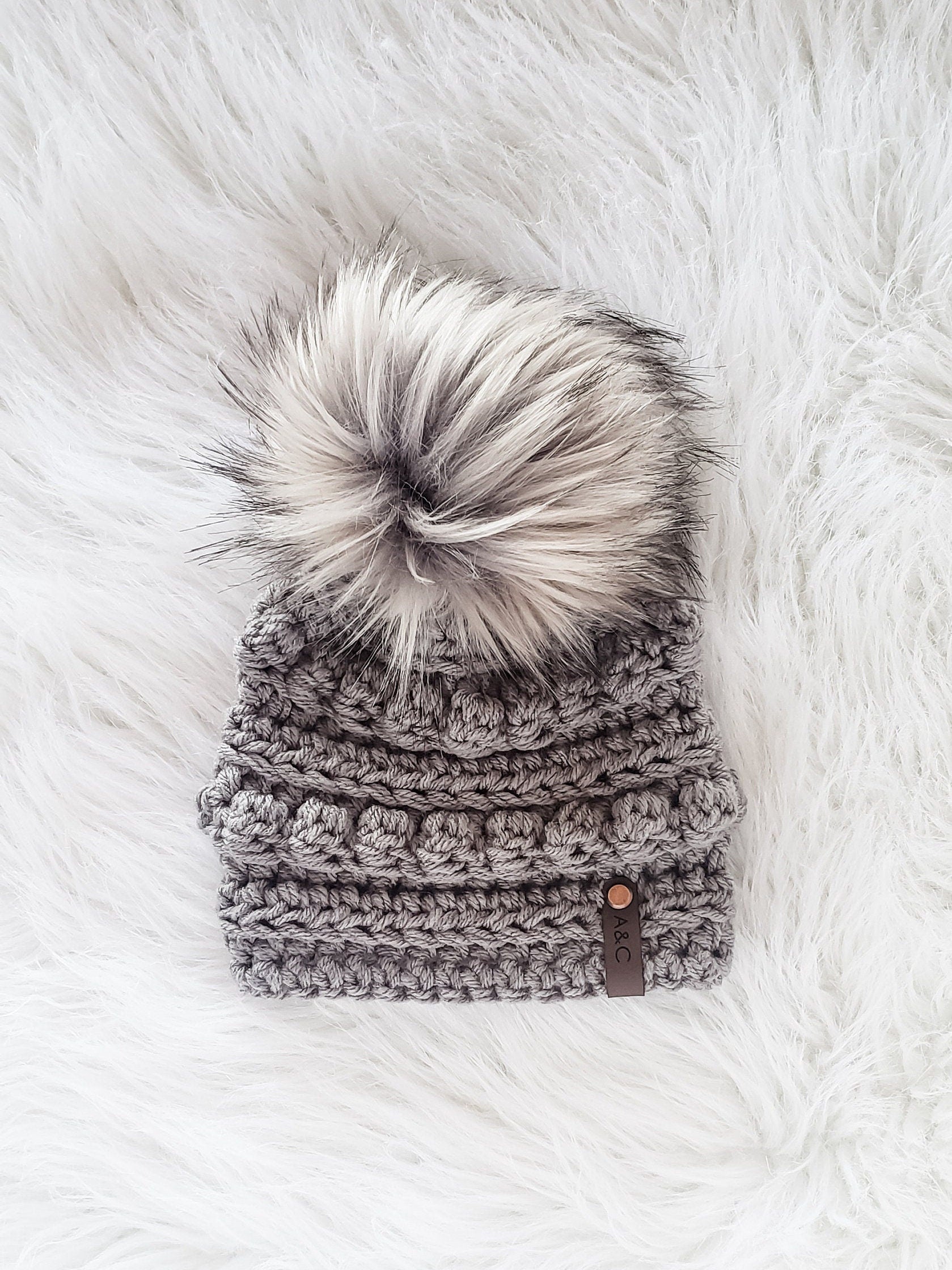 Baby Bobble Beanie | Handmade Crochet Baby Hat with Faux Fur Pom Pom