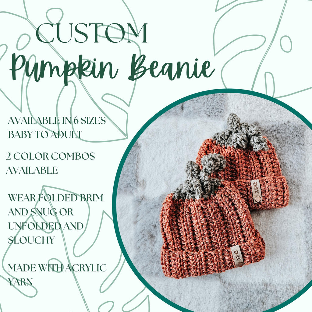 Crochet Pumpkin Hat | Handmade Fall Hat for Babies, Kids & Adults