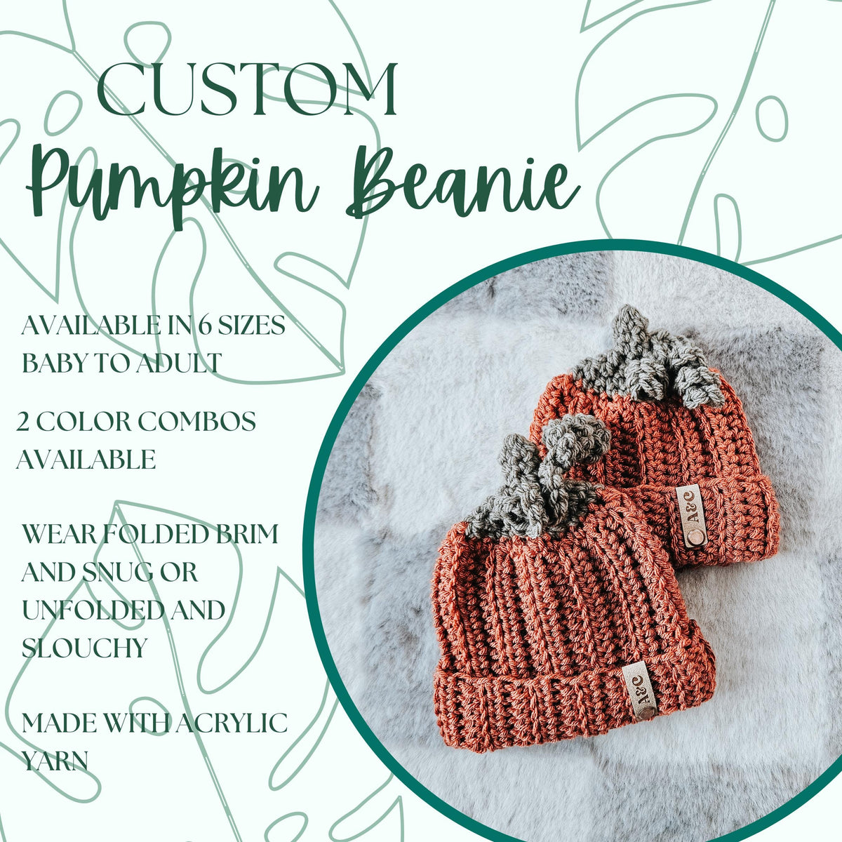 Crochet Pumpkin Hat | Handmade Fall Hat for Babies, Kids & Adults