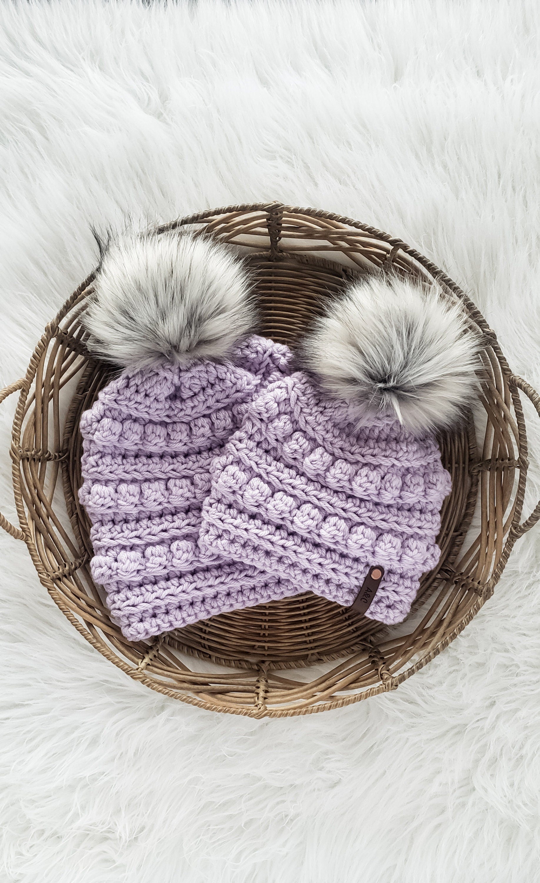 Mommy and Me Bobble Beanie Set | Matching Crochet Hats