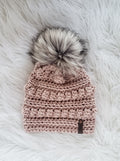 Child Bobble Beanie | Handmade Crochet Kids Hat with Faux Fur Pom Pom