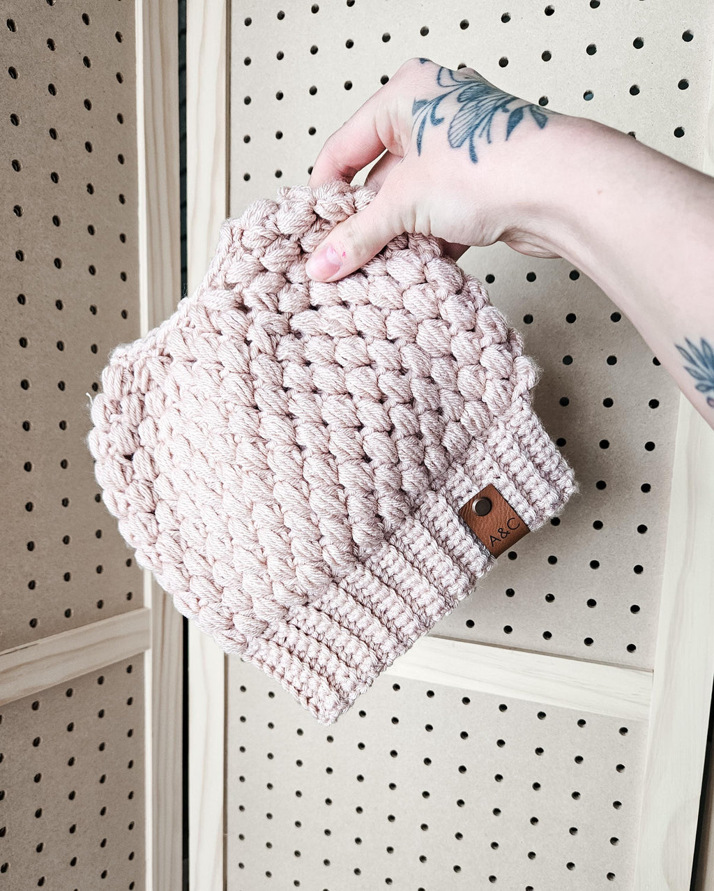 Crochet Messy Bun Hat | Handmade Ponytail Beanie | Ready to Ship