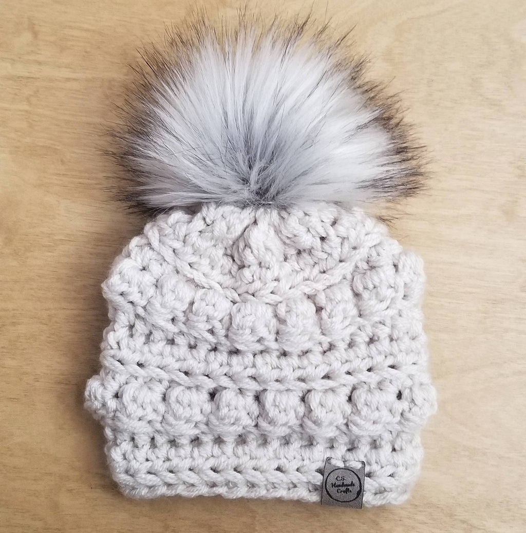 Baby Bobble Beanie | Handmade Crochet Baby Hat with Faux Fur Pom Pom