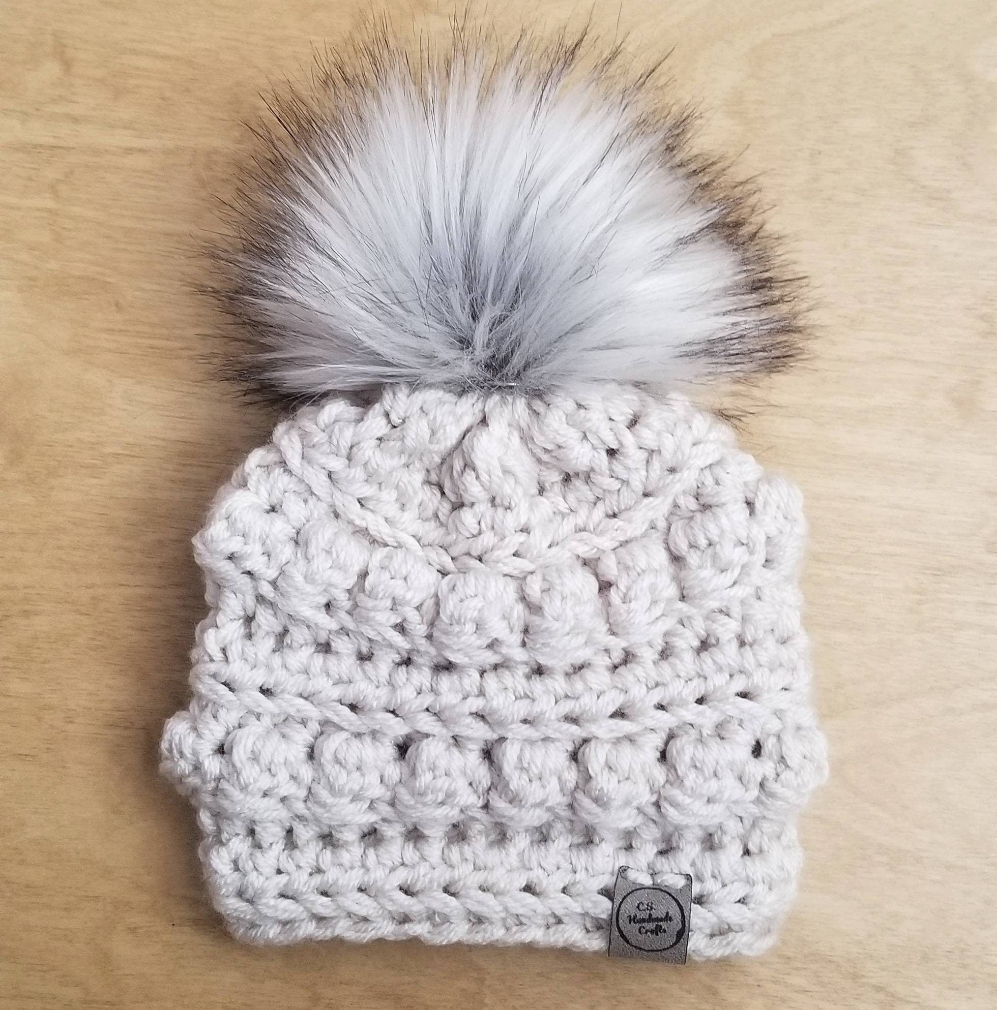 Baby Bobble Beanie | Handmade Crochet Baby Hat with Faux Fur Pom Pom